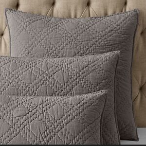 Restoration Hardware Euro Shams quilted Belgian linen pair set of 2 taupe